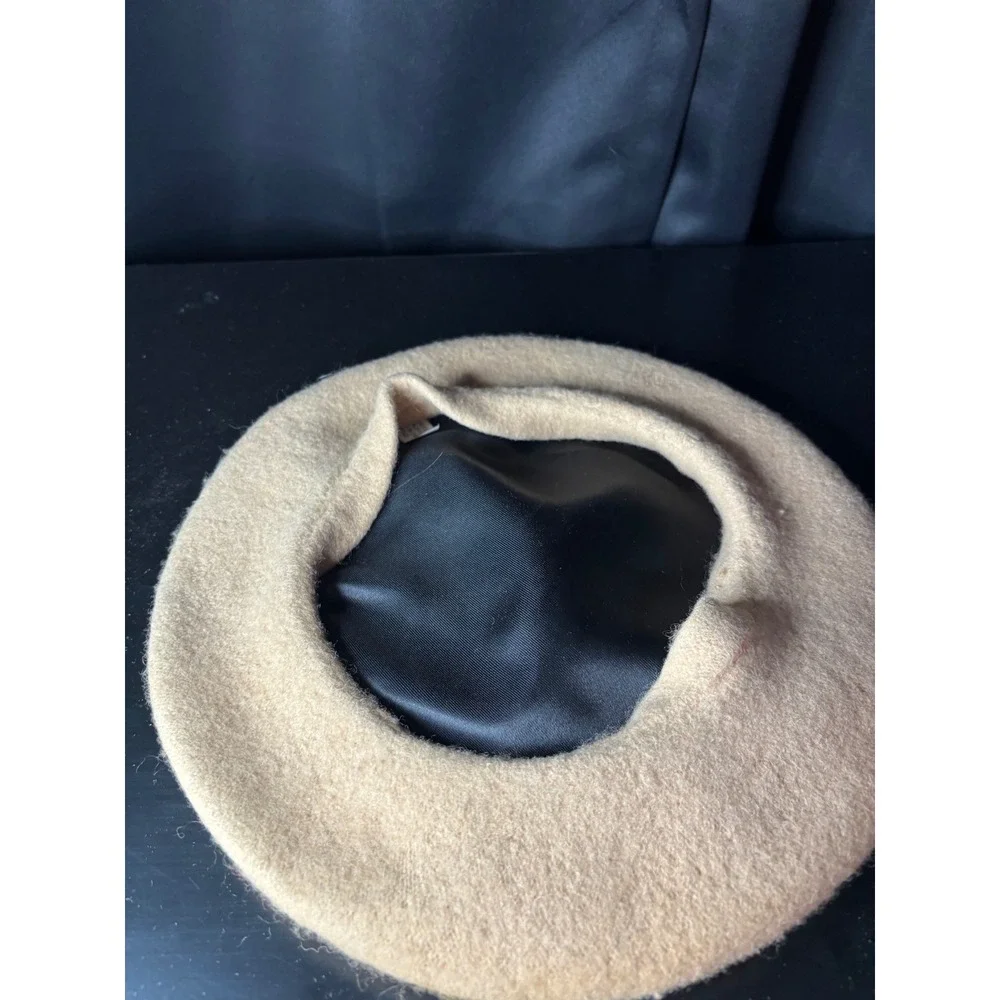 Vintage Tan Wool Blend Beret Hat Camel French Style RN 87429